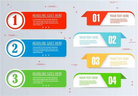 Each template contains different animated infographic themes and has several different graphical elements that can be used or swapped with your imagery. Vector Infographic Banner Set - Download Free Vectors ...