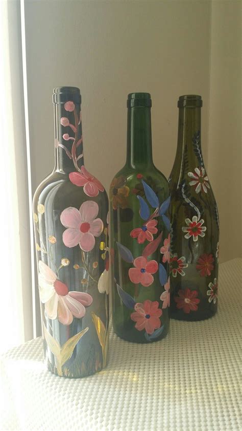 Wine Bottle Painted By Acrylic Paint Easy Diy Wine Bottle Diy Crafts Painted Wine Bottles