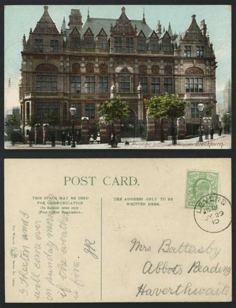 Blackburn 1910 Old Postcard Municipal Technical Schools For Sale