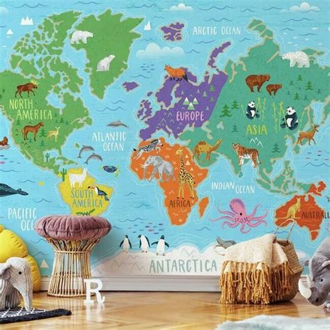 World Map Peel And Stick Wallpaper Mural World Map Mural Map Murals
