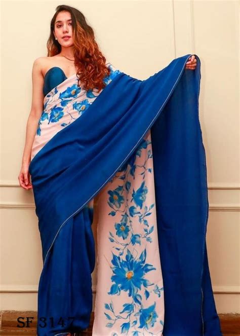 Buy Satin Silk Saree In Royal Blue Color By Kd At Rs 1399 Online From Surati Fabric Fancy Saree