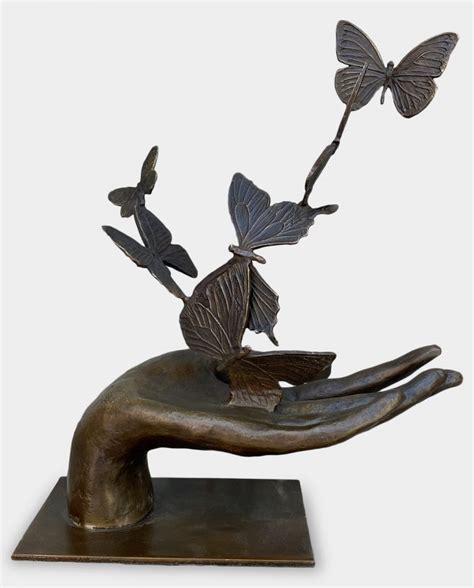 Hand Unleashing Butterflies Bronze Sculpture Bronze Sculpture