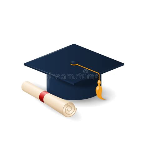 Graduation Cap Or Mortar Board And Rolled Diploma Scroll Stock Vector
