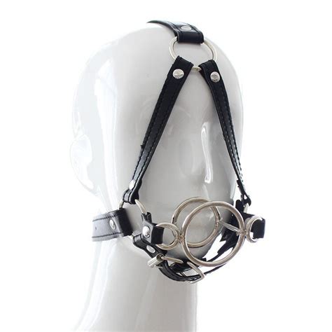 Bdsm Sex Bondage Quality Leather Head Harness Double O Ring Gag Head