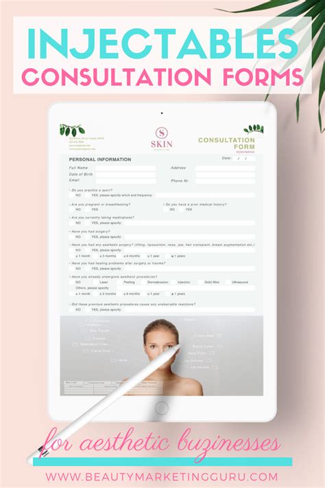 Consultation And Consent Forms For Injectables Botox Botulin Toxin