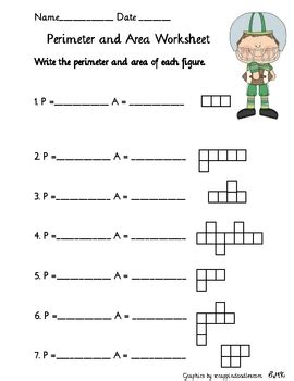 Perimeter and Area Math Worksheet by Cutesy Clickables by Collaboration