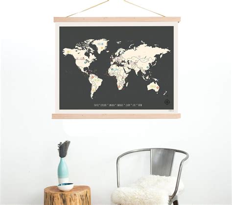 World Wall Map Art Print Diy Frame Kit 24x18 Personalized World