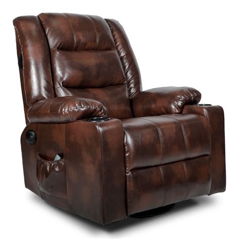 Comhoma Massage Rocking Swiveling Recliner Chair With Speakers Pu