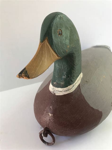 Vintage Wooden Duck Decoy Signed By Ron Vick Drake Etsy