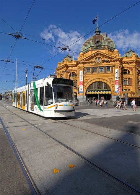 Melbourne Public Transport Tram Passing The Historic Flinders Street
