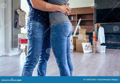Couple Hugging In The Living Room Stock Image Image Of Couple Copy