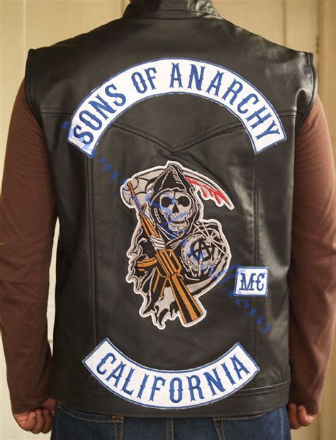 Son Of Anarchy Faux Leather Vest Soa Embroidered Patch Top Rocker Biker