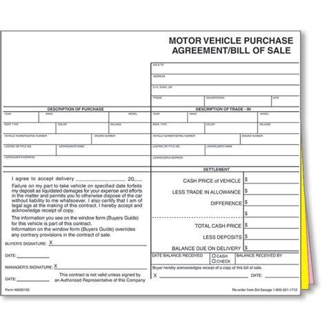 Auto Dealer Bill Of Sale Forms Style 1 Dealership Forms
