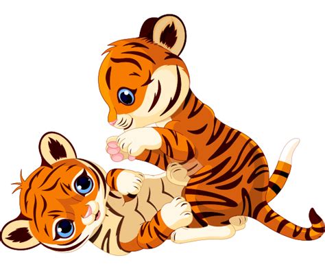 Tigers Play Cute Animals Baby Tigers Cartoon Tiger