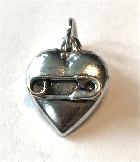 Punk Safety Pin Heart Pendant 3d Sterling Silver Solidarity Etsy