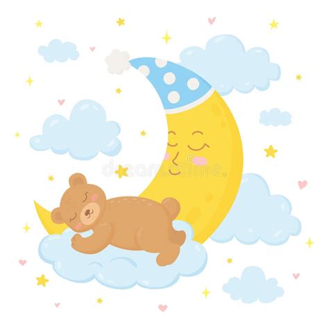 Baby Teddy Bear Sleeping Cloud Stock Illustrations 310 Baby Teddy