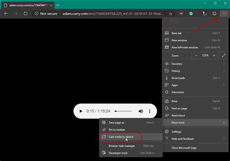 Media casting in edge allows you to cast audio, video, and images to any miracast or dlna device on your wireless network right from the browser. How to Cast Media from Microsoft Edge to Google Chromecast