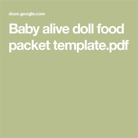 Template Baby Alive Food Packets Printables IRUCKU