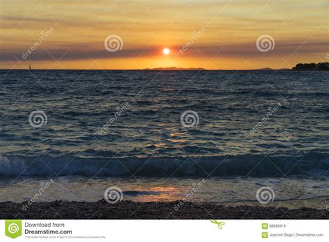 Beautiful Sunset At Adriatic Sea In Primosten Croatia Stock Image