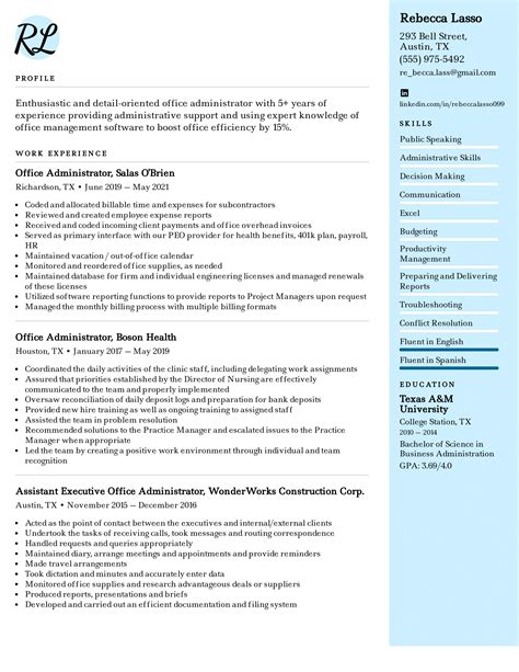 Office Administrator Resume Example And Writing Tips For 2022