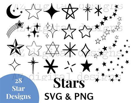 Stars Svg Bundle Hand Drawn Shooting Star Svg Lone Star Etsy