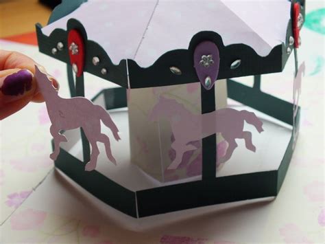 Cut 2 @ 3 1/4″ x 8 1/2″ (one for the card base and one for the inside flap) cardstock (inside): Carousel Pop Up Card · How To Make A Pop Up Card ...