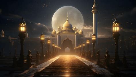 Premium Ai Image Entrance To A Mosque Tower Beneath The Radiant