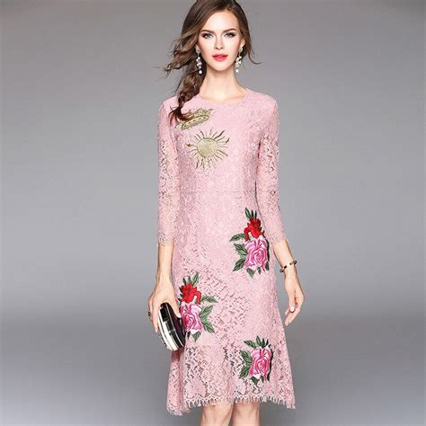 Womens Embroidery Party Dresses Runway Floral Bohemian Flower Embroidered Vintage Boho Mesh