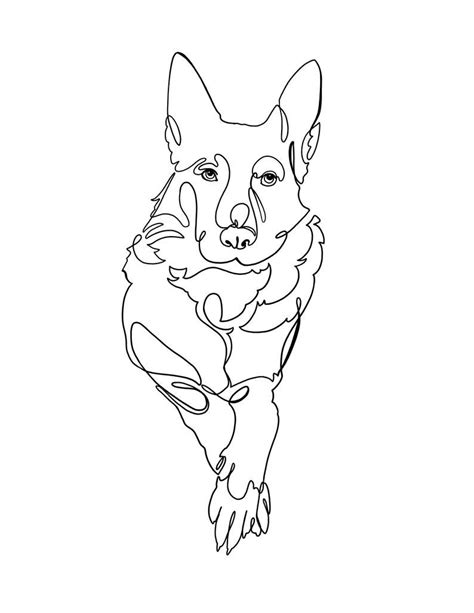 One Line Drawing Of German Shepherd Dog
