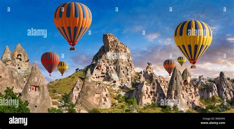 Pictures And Images Of Hot Air Balloons Over Uchisar Castle And Cave Houses