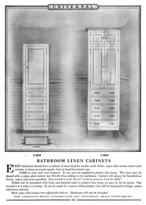 Woodworking plans a dining room table woodworking plans small table food grade wood finish. Bathroom linen cabinet from Universal Millwork Catalog 1927 - hall bath. | Storage house ...