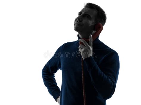 Man On The Phone Moody Silhouette Portrait Stock Photo Image Of