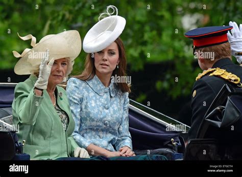 Duchess Of Cambridge And Duchess Of Cornwall Trooping Of The Colour In The Mall London Uk