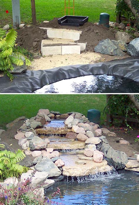 Create a pond that is an accent to the yard, not one that overpowers it. DIY Garden Waterfall Projects • The Garden Glove