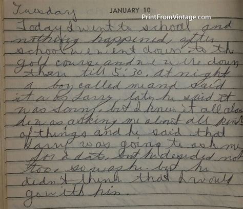 miss norma s diary january 10 1961 but he didn t think i would go out with him print