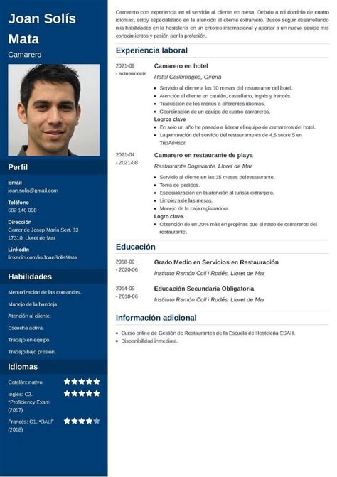 Curriculum Vitae Para Hostelería Guía Con Ejemplos