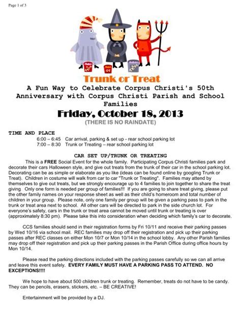Trunk Or Treat Flyer And Registration Form 2013
