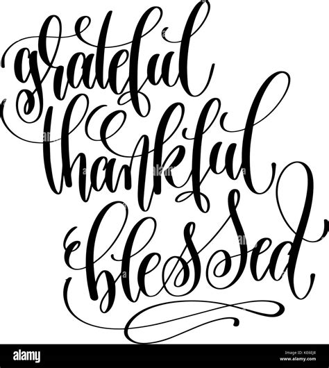 Grateful Thankful Blessed Hand Lettering Inscription To Thanksgi Stock