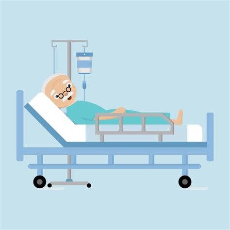 Cartoon Of Old Man Sick Hospital Bed Illustrations Royalty Free Vector