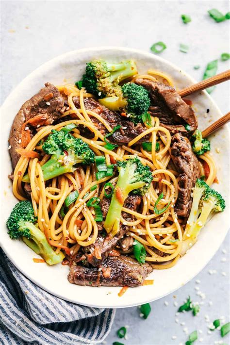 In a small bowl, whisk cornstarch and cold water until smooth; 20 Minute Garlic Beef and Broccoli Lo Mein | The Recipe Critic