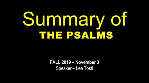Summary Of The Psalms Youtube