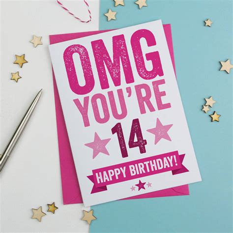 Omg Youre 14 Birthday Card By A Is For Alphabet