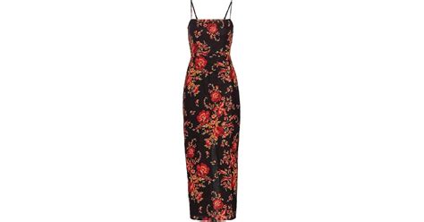 Reformation Frankie Linen Floral Midi Dress In Red Lyst