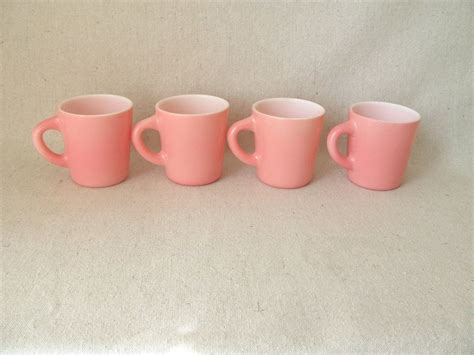 Reserved For Kerry Vintage Hazel Atlas Pink Mugs Cups Etsy Mugs