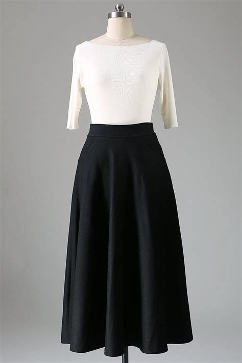 Vintage 1950s Maxi Wool Skirt Long Skirt Black Skirt A Line Etsy