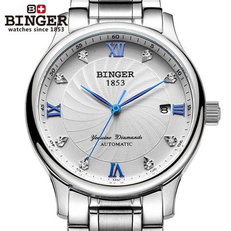 Switzerland Binger Mens Watch Luxury Brand 18k Gold Diamond Watches