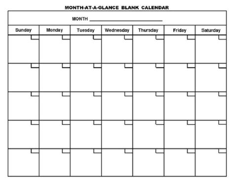 Blank Monthly Calendar Printable Pdf