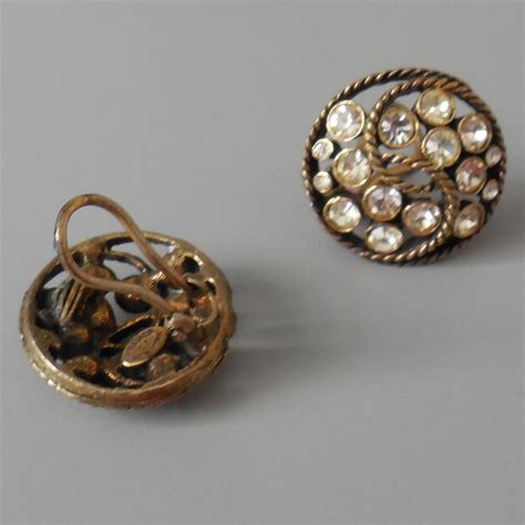 Vintage Gold Plated Cast Metal Clip Earrings By Kramer New York From