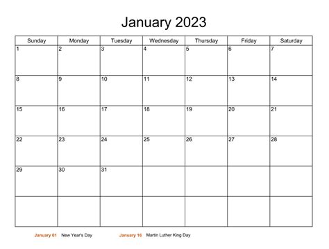 January 2023 Calendar Celebrate New Years Day