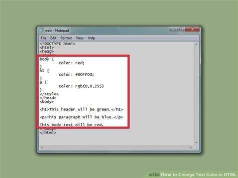 How To Change Text Color In Html With Pictures Wikihow